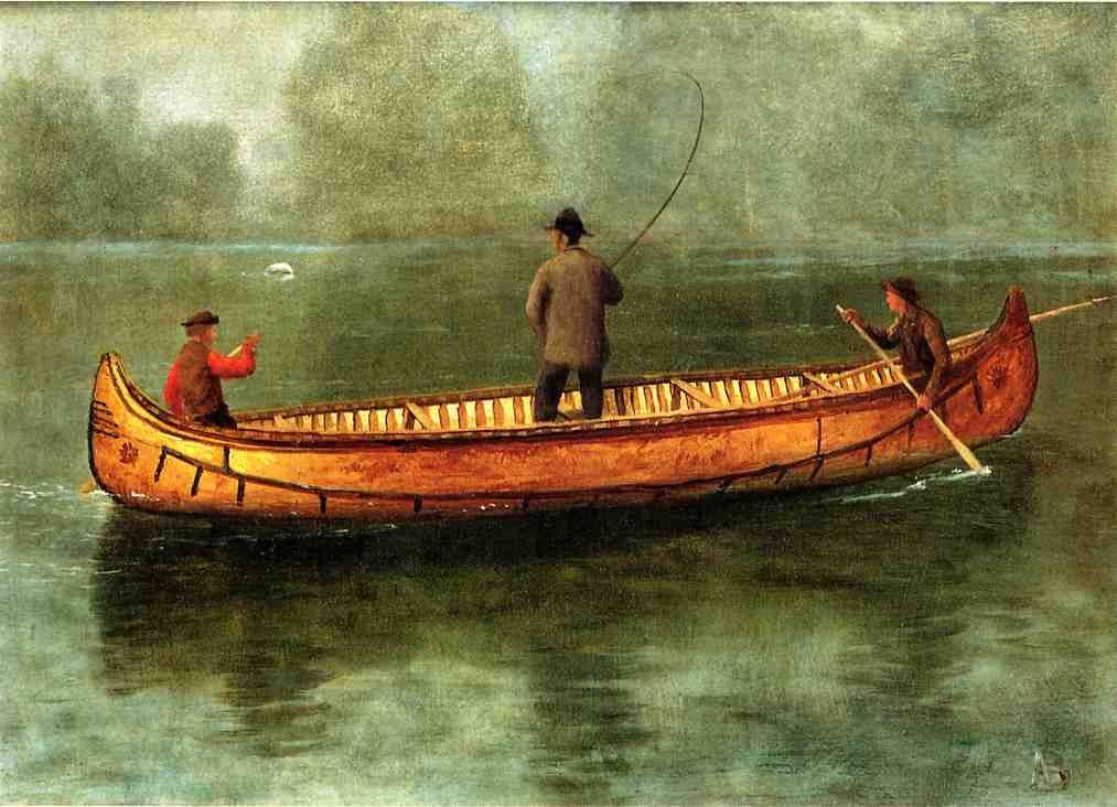 Albert Bierstadt Fishing from a Canoe